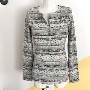 Columbia knit henley with Fair Isle style pattern Sz S